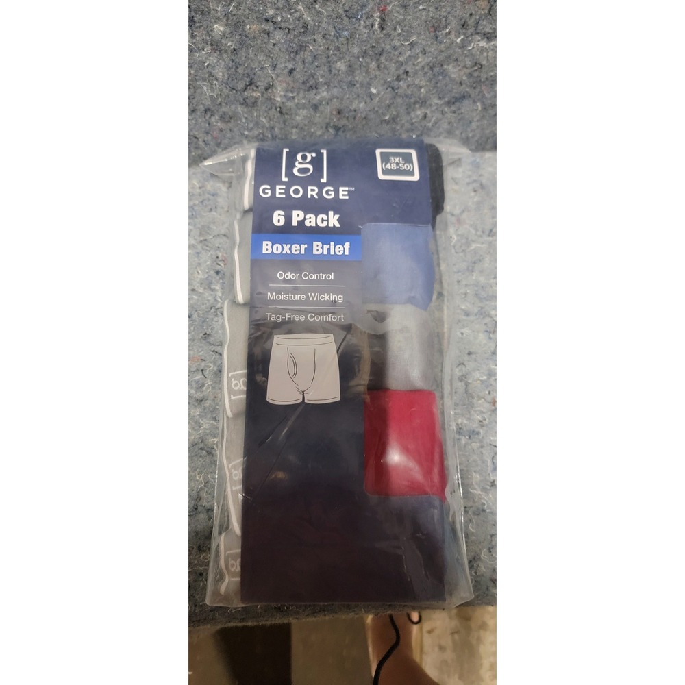 George Men's 6 Pack Boxer Briefs Ast Colors Size 3X NWT